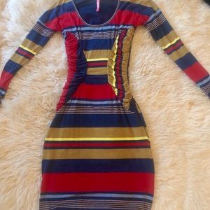 TRACY REESE STRIPED BODY CON DRESS